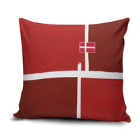 Denmark Football Pillow Cover Black Grunge Line and Rune Inspired Sporty Style