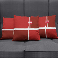 Denmark Football Pillow Cover Black Grunge Line and Rune Inspired Sporty Style