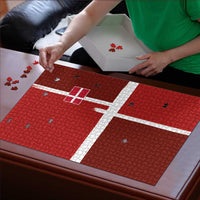 Denmark Football Puzzle Black Grunge Line and Rune Inspired Sporty Style
