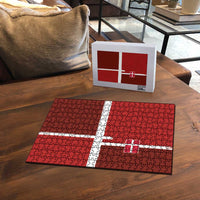 Denmark Football Puzzle Black Grunge Line and Rune Inspired Sporty Style