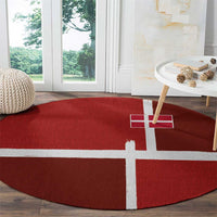 Denmark Football Round Carpet Black Grunge Line and Rune Inspired Sporty Style