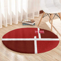 Denmark Football Round Carpet Black Grunge Line and Rune Inspired Sporty Style