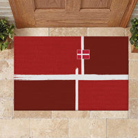 Denmark Football Rubber Doormat Black Grunge Line and Rune Inspired Sporty Style