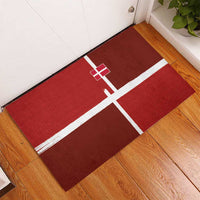 Denmark Football Rubber Doormat Black Grunge Line and Rune Inspired Sporty Style