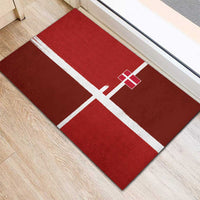 Denmark Football Rubber Doormat Black Grunge Line and Rune Inspired Sporty Style