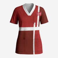 Custom Denmark Football Scrub Top Black Grunge Line and Rune Inspired Sporty Style