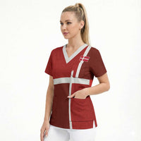 Custom Denmark Football Scrub Top Black Grunge Line and Rune Inspired Sporty Style