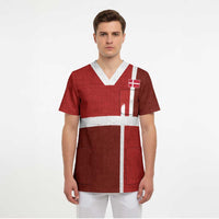 Custom Denmark Football Scrub Top Black Grunge Line and Rune Inspired Sporty Style