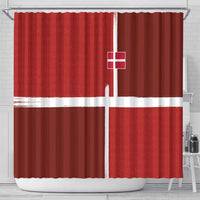 Denmark Football Shower Curtain Black Grunge Line and Rune Inspired Sporty Style