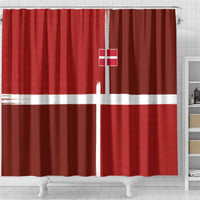 Denmark Football Shower Curtain Black Grunge Line and Rune Inspired Sporty Style