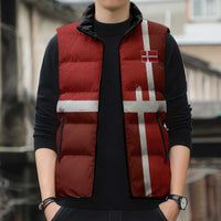 Custom Denmark Football Sleeveless Puffer Jacket Black Grunge Line and Rune Inspired Sporty Style