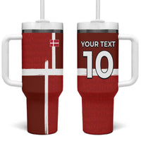 Custom Denmark Football Tumbler With Handle Black Grunge Line and Rune Inspired Sporty Style