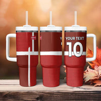 Custom Denmark Football Tumbler With Handle Black Grunge Line and Rune Inspired Sporty Style