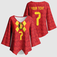 Custom Belgium Football Kimono Sleeve Blouse Fiery Devil Motif