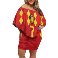 Custom Belgium Football Off Shoulder Short Dress Fiery Devil Motif