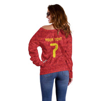 Custom Belgium Football Off Shoulder Sweater Fiery Devil Motif