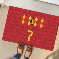 Custom Belgium Football Rubber Doormat Fiery Devil Motif