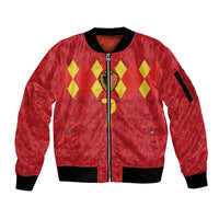 Custom Belgium Football Sleeve Zip Bomber Jacket Fiery Devil Motif