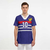 Custom French Football Scrub Top France 98 Retro Style