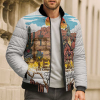 Texas Cultural Heritage Bomber Puffer Jacket Cowboy and Desert Howdy Y'All Don'T Mess