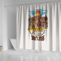 Texas Cultural Heritage Shower Curtain Cowboy and Desert Howdy Y'All Don'T Mess