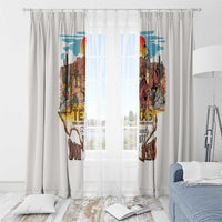 Texas Cultural Heritage Window Curtain Cowboy and Desert Howdy Y'All Don'T Mess