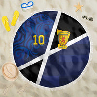 Custom Scottish Football Beach Blanket Lion and Tartan Patchwork Pattern