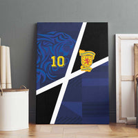 Custom Scottish Football Canvas Wall Art Lion and Tartan Patchwork Pattern
