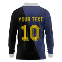 Custom Scottish Football Long Sleeve Polo Shirt Lion and Tartan Patchwork Pattern