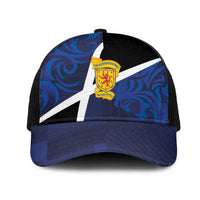 Scottish Football Mesh Trucker Cap Lion and Tartan Patchwork Pattern