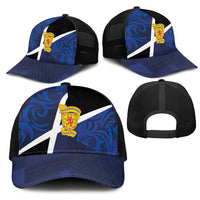 Scottish Football Mesh Trucker Cap Lion and Tartan Patchwork Pattern