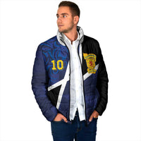 Custom Scottish Football Padded Jacket Lion and Tartan Patchwork Pattern