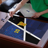 Custom Scottish Football Puzzle Lion and Tartan Patchwork Pattern