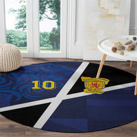 Custom Scottish Football Round Carpet Lion and Tartan Patchwork Pattern