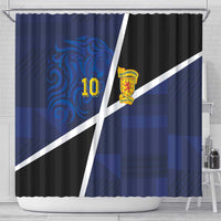 Custom Scottish Football Shower Curtain Lion and Tartan Patchwork Pattern