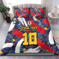 Custom Japan Football Bedding Set Seigaiha and Brush Style