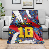 Custom Japan Football Blanket Seigaiha and Brush Style