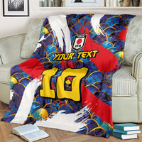 Custom Japan Football Blanket Seigaiha and Brush Style
