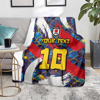Custom Japan Football Blanket Seigaiha and Brush Style