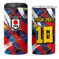 Custom Japan Football 4 in 1 Can Cooler Tumbler Seigaiha and Brush Style