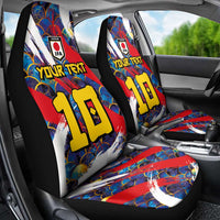Custom Japan Football Car Seat Cover Seigaiha and Brush Style