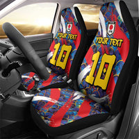 Custom Japan Football Car Seat Cover Seigaiha and Brush Style