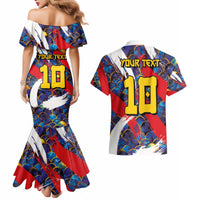 Custom Japan Football Couples Matching Mermaid Dress and Hawaiian Shirt Seigaiha and Brush Style