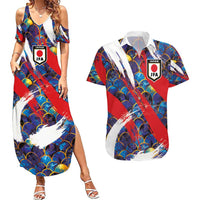 Custom Japan Football Couples Matching Summer Maxi Dress and Hawaiian Shirt Seigaiha and Brush Style