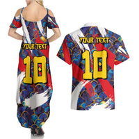 Custom Japan Football Couples Matching Summer Maxi Dress and Hawaiian Shirt Seigaiha and Brush Style