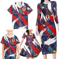 Custom Japan Football Family Matching Long Sleeve Bodycon Dress and Hawaiian Shirt Seigaiha and Brush Style