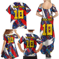 Custom Japan Football Family Matching Summer Maxi Dress and Hawaiian Shirt Seigaiha and Brush Style