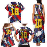 Custom Japan Football Family Matching Tank Maxi Dress and Hawaiian Shirt Seigaiha and Brush Style
