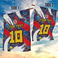 Custom Japan Football Garden Flag Seigaiha and Brush Style