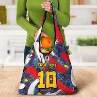 Custom Japan Football Grocery Bag Seigaiha and Brush Style